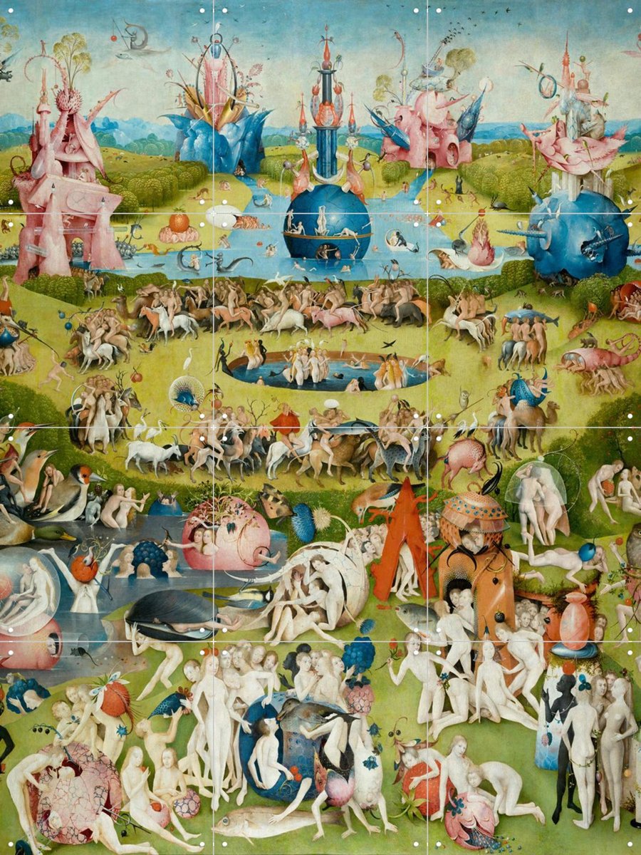 IXXI Tuin der Lusten, Jheronimus Bosch & Museo Nacional del Prado - 60 x 80 cm - Gratis ophangtool - Grote wanddecoratie en posters - Surrealisme