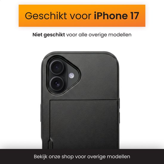 Étui R2B pour iPhone 17 avec porte-cartes - 3 cartes - Protection d'écran - Housses de téléphone - Étui pour téléphone portable pour iPhone 17 - Modèle Utrecht