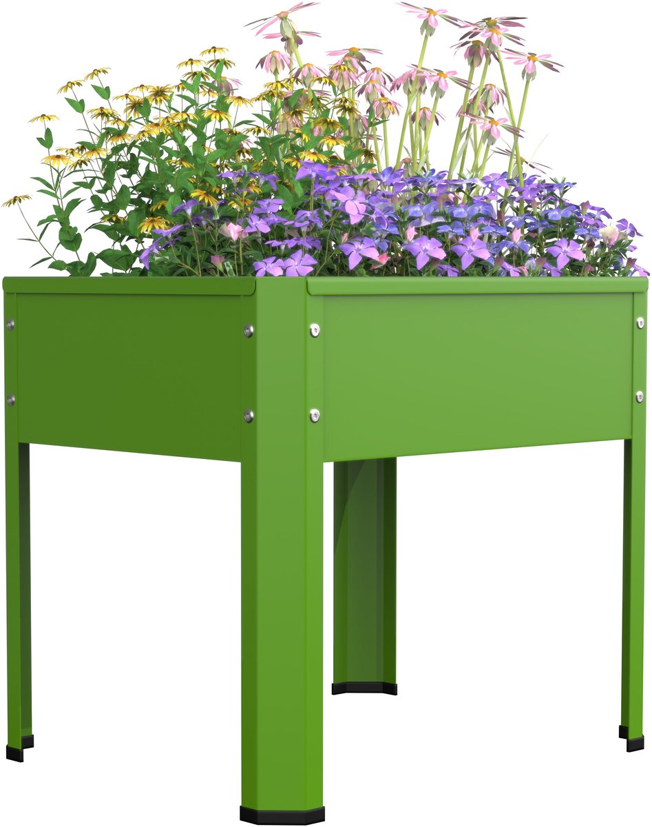 VCM Metall Hochbeet 50x40x45 cm, stehender Pflanzkasten für Balkon Terrasse Garten, Blumenkasten auf Beinen, Balora M