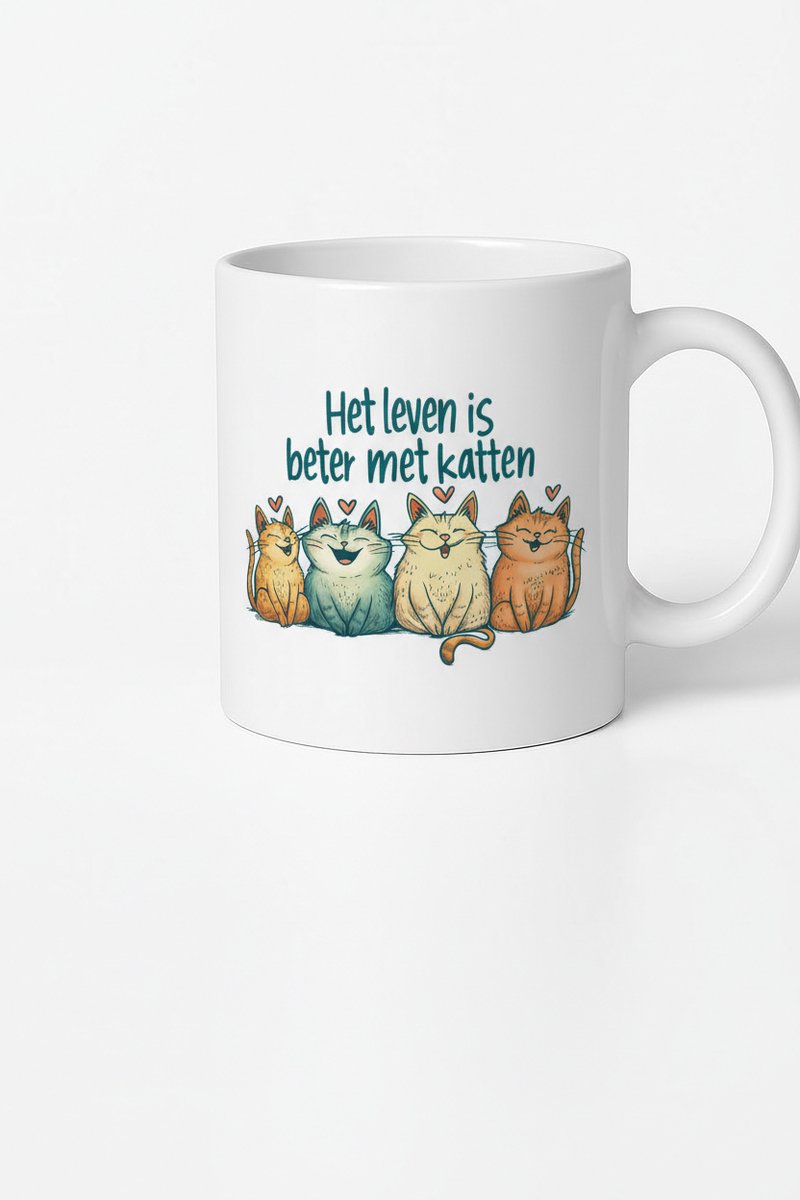 Leven met Katten Mok - Vrolijke Koffiebeker voor Kattenliefhebbers