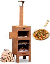 BluMill Outdoor Pizza Oven - Tuinhaard - BBQ - Inclusief Pizzasteen, Vuurpook en Thermometer - Terrashaard - Corten staal