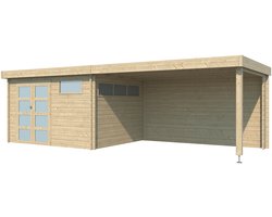 Woodlands Blokhut Modern met Overkapping en Dakisolatie - 755 x 295 cm