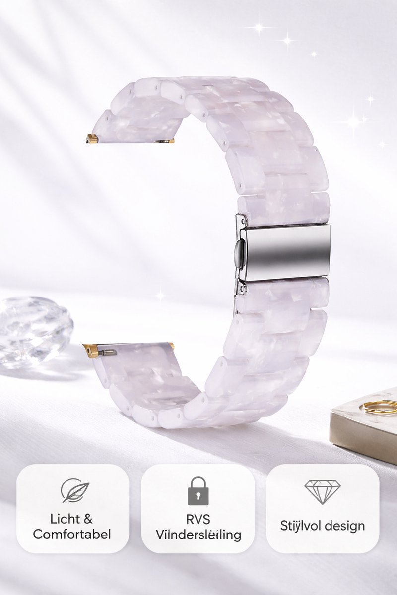 Lumière Couture ® - Smartwatch bandje - 38/40/41 mm - band - geschikt voor Apple Iwatch serie 4, 5, 6 & 7 - Lila marbling- marbling