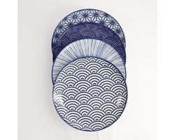 Tokyo Design Studio | Nippon Blue | Set van 4 Borden Ø 20,6 cm | Porselein