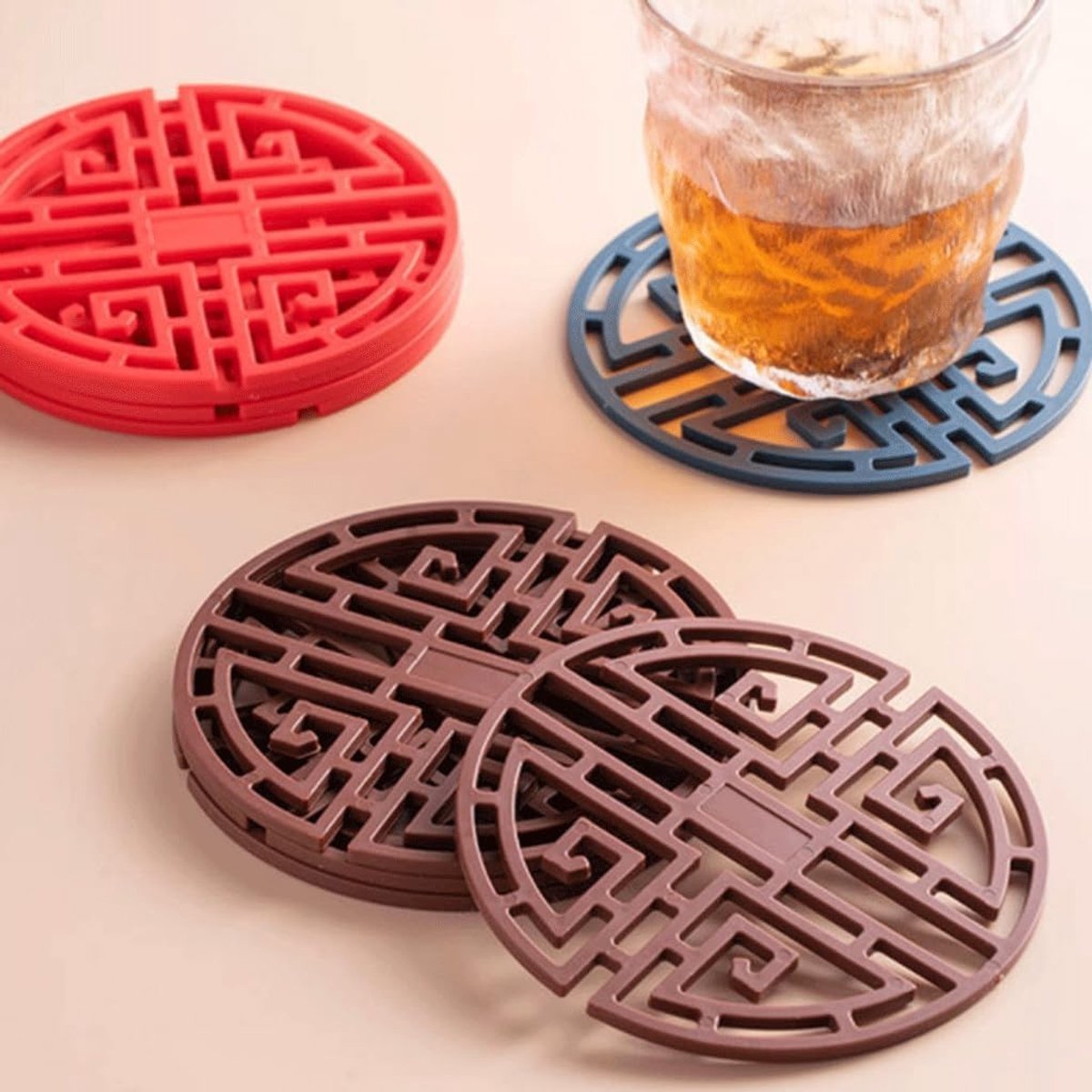 Siliconen Onderzetters - Drankmatjes - Tafel Beschermen - Antislip Isolatie - 11.5 cm - Rood