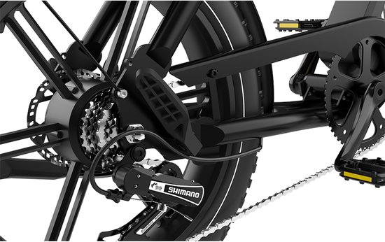 KOOLUX - X9 Pro Elektrische Fiets - Fatbike - 20 x 4.0 Inch Dikke Banden - Dubbele 48V 15.6Ah ( 2 x 15,6Ah) Lithium Accu - 250W Motor - Maximaal 25/u - Maximaal bereik 180km - Hydraulische remmen - 7-speed versnelling - LCD Scherm - Zwart - Rijklaar van KOOLUX — afbeelding 3