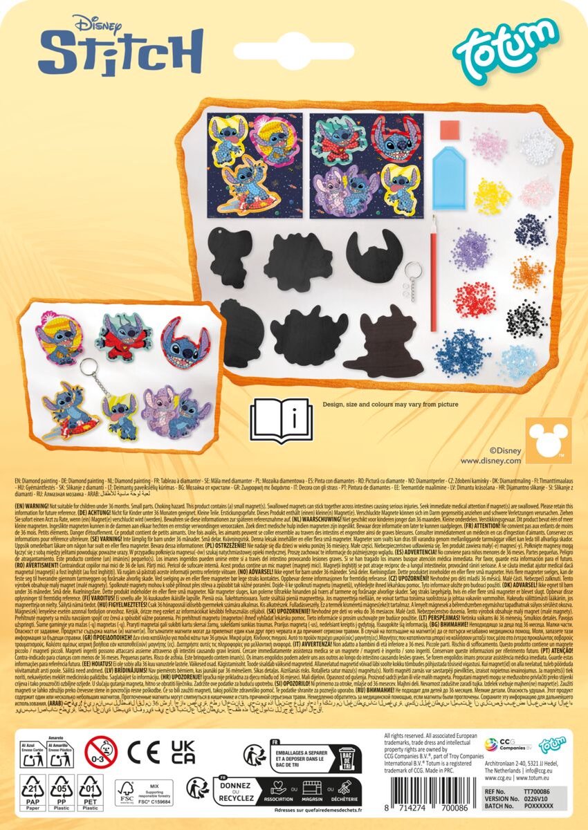 Disney Stitch Totum magneten en sleutelhanger maken met 800+ strass steentjes - knutselset unisex diamond painting creatief speelgoed meisjes en jongens — afbeelding 21