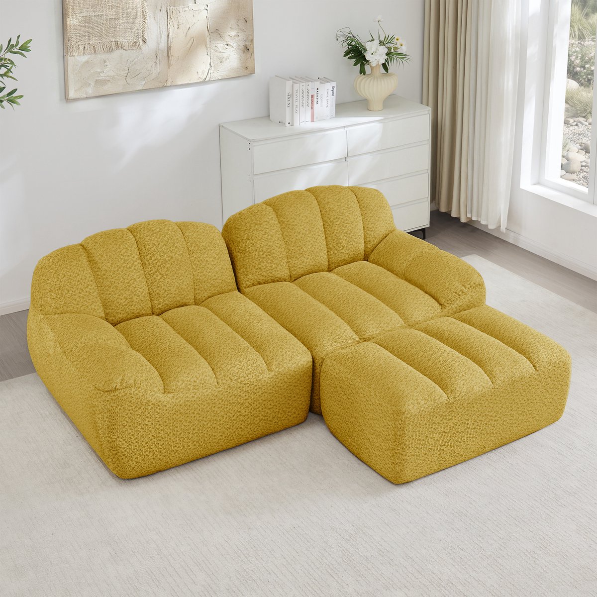 HAUSS SPOLE Hoekbank - Modulaire Zitbank - L-Vorm Met Ottomaan - Frameloos Comfort Voor Wo