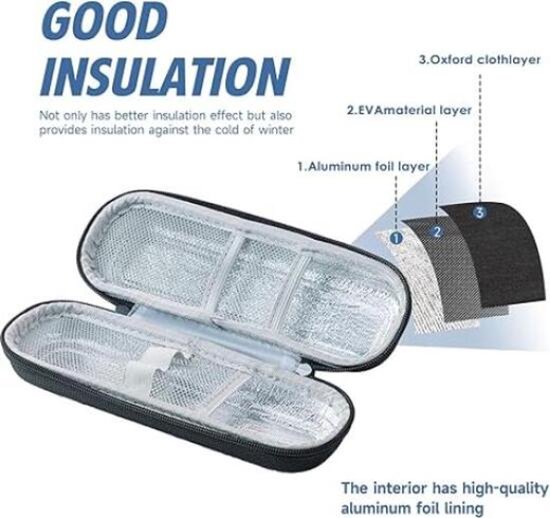 Insuline Gekoelde Reisdoos - 2 Stuks - Koelbox - Bingdai Niet Meegerekend - Insuline Koelkastverpakking - Diabetes Koeltas - Insuline Gekoelde Harde Koffer - Insulinepen Etui - Geschikt Voor Dagelijks Gebruik En Reizen - Zwart van Merkloos — afbeelding 4