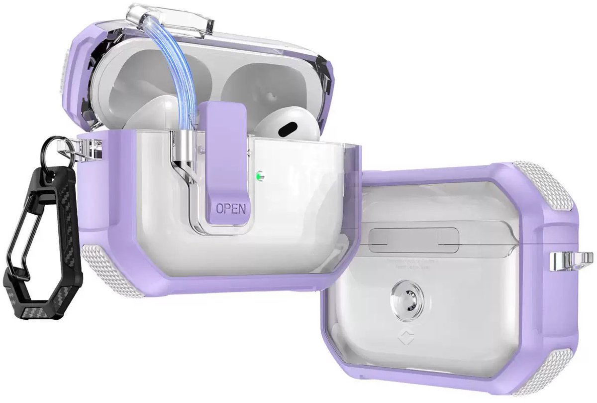 Coverzs TPU Rugged case met lock geschikt voor AirPods 4 - TPU Hoesje - Hoesje met slot - Optimale bescherming & Veiligheid