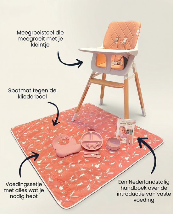 Babley Startbundel Baby-Led Weaning / Rapley-methode Roze - Meegroeistoel, Spatmat, Siliconen Kinderserviesset & BLW Handboek - Compleet startpakket voor vaste voeding - 6–36 maanden — afbeelding 2