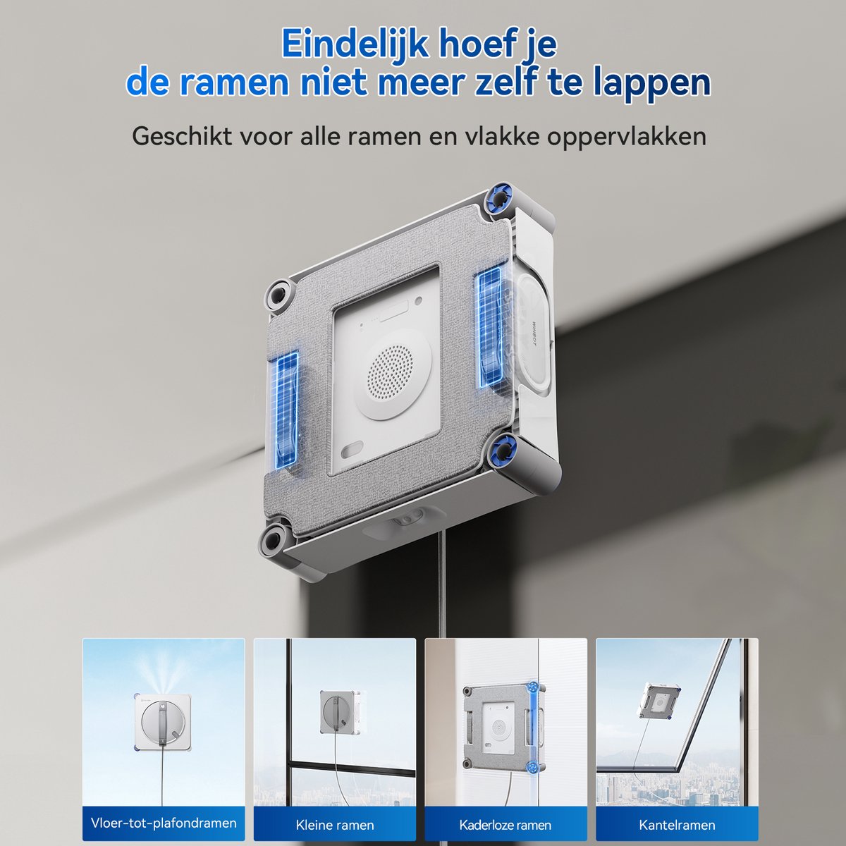 Ecovacs Winbot W2S Robot Ramenwasser–Ruitenreiniger– Ruitenreinigingsrobot-WIN-SLAM 4.0 -TruEdge Randreiniging – 200 rpm schrobber – 8.000 Pa–10 Traps veiligheidssysteem – Voor ramen – Spiegels – Glazen deuren thumbnail 4