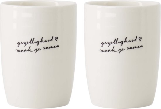 Zusss Set Van 2 Tasses à Café Gezelligheid - Cadeau Dames Wit
