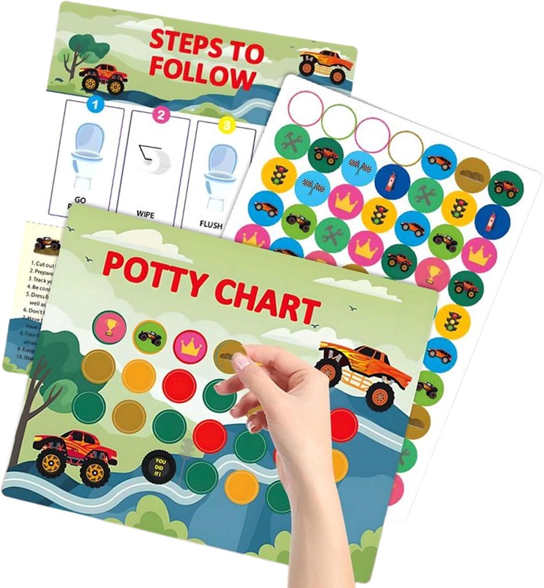 Zindelijkheid Stickerkaart - Motivatie Leermiddel - Kinderen Leren Potje - Interactief En Boeiend - 8.5 x 11 Inch - Verkeer Stickers