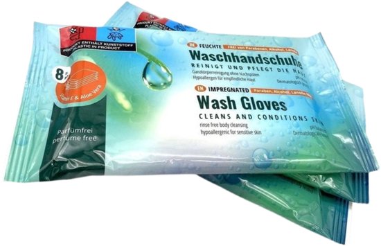 Vochtige wegwerp washandjes - 8 stuks - 15 x 22 cm - met Aloë Vera - Parfumvrij - PH Neutraal en Hypoallergeen