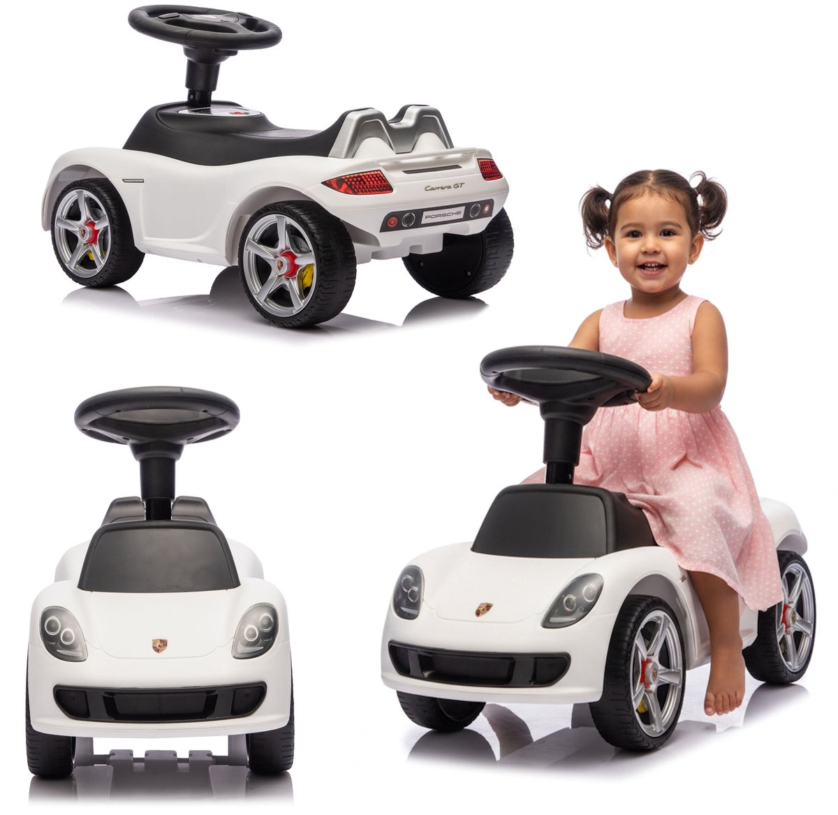 COIL Kinder loopauto Porsche Carrera GT – met muziek – loopfiets / ride-on – 18 maanden – 5 jaar – max. 20 kg - Wit