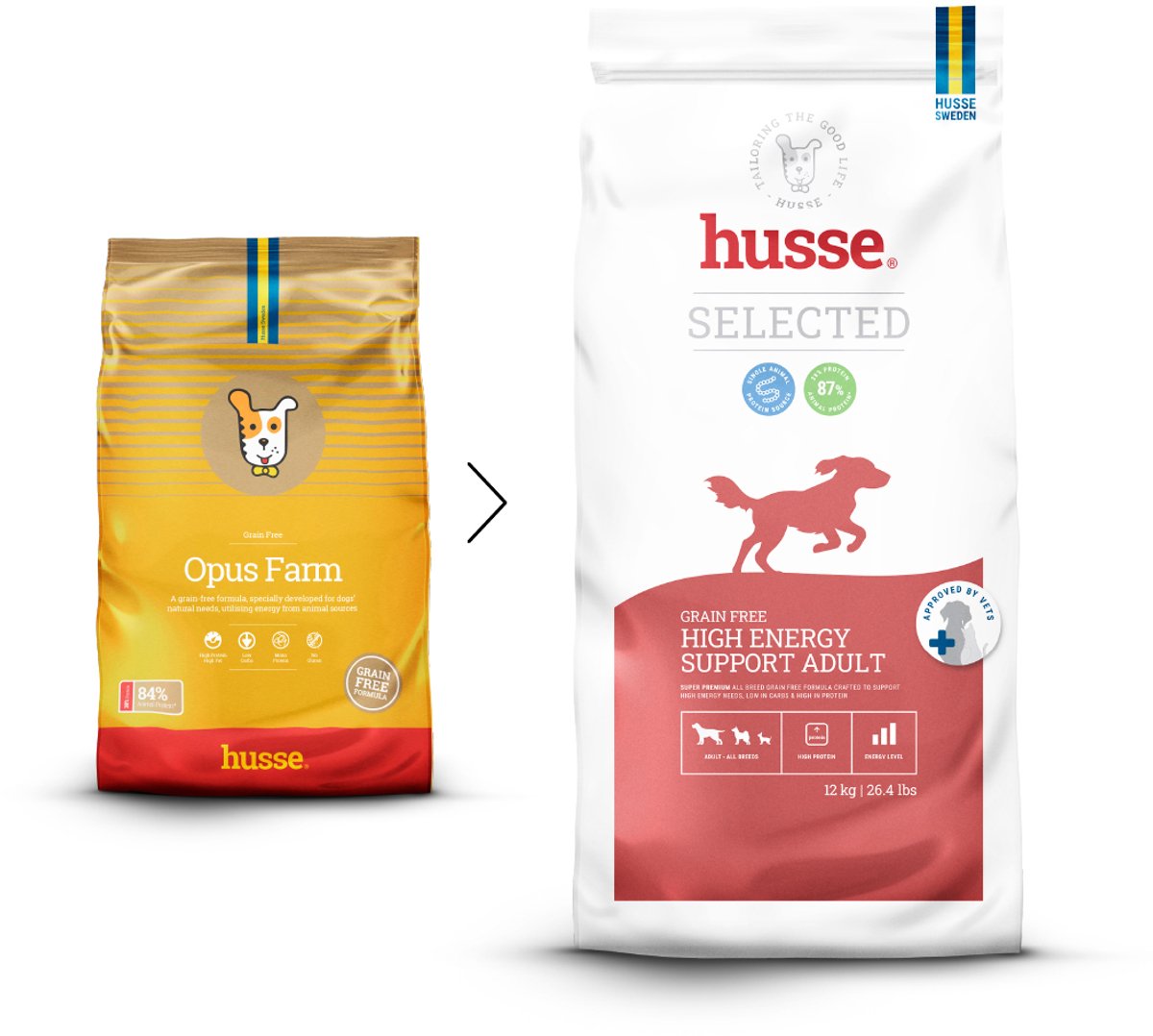 Husse Opus Farm - Graanvrij Hondenvoer, Hondenbrokken zonder Granen, Glutenvrij Droogvoer Hond - Kip & Aardappel - - 5 x 100g proefpakket