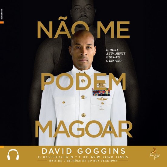 Couverture du livre avec David Goggins en uniforme de la marine. Texte : « NÃO ME PODEM MAGOAR. »