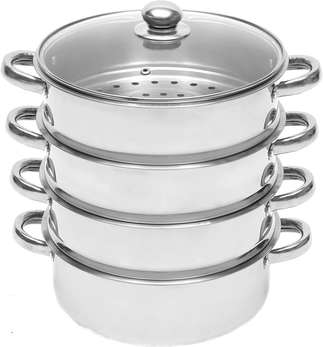 Stoompan Roestvrij Staal - Kookpan Stomer - Gezond Koken - 5 Lagen Bodem - 30 cm