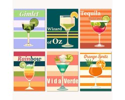 Schilderen op Nummer - Creatieve Set - Ontspanning - 6 Dieren Motieven - 28x35 cm - Cocktail 5