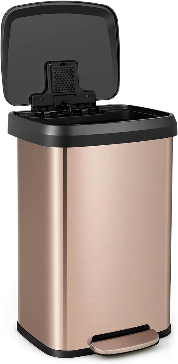 Keuken Afvalemmer - Pedaalemmer - Afval Scheiden - Zacht Sluitend Deksel - 50 Liter - Roségoud