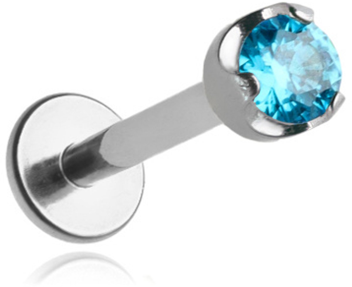 Merkloos - Labret - Titan - Blauwe Zirkonia - 1,2/8/4,5