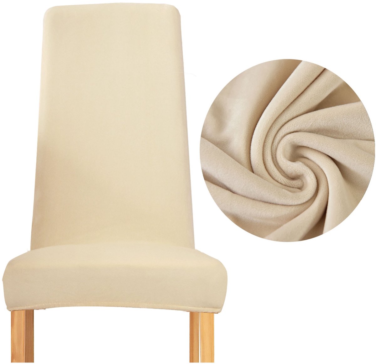 Meble odNowa - Stoelhoes - Smal Rugleuning - Fluweel - Dik - Beige/Crème