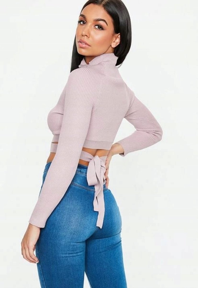 Missguided - Geribbelde Blouse - Paars - Maat 34