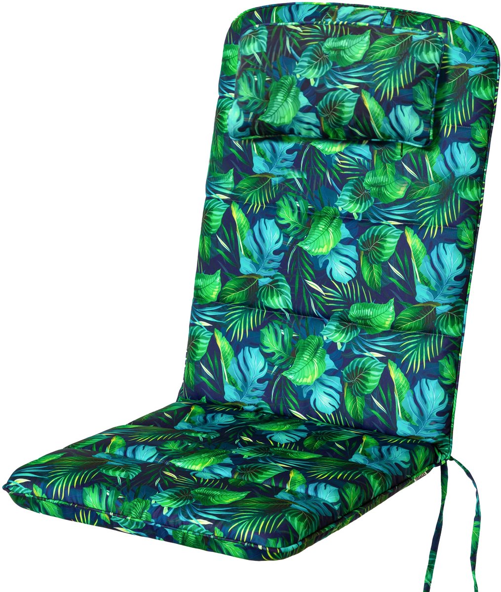 Hobbygarden Antonia Tuinkussen Blauwgroen blad voor Lage Rug Tuinstoelen – Waterafstotend, UV-bestendig en Comfortabel