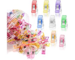 100-delige set plastic naaiclips — "Bijlvormige" clips — Stevige bevestigers voor quilten & binden — Positioneerclips — Veelzijdig inzetbaar voor naaien, breien, haken, het ophangen van voorwerpen en meer — 2,7 x 1 x 1,5 cm