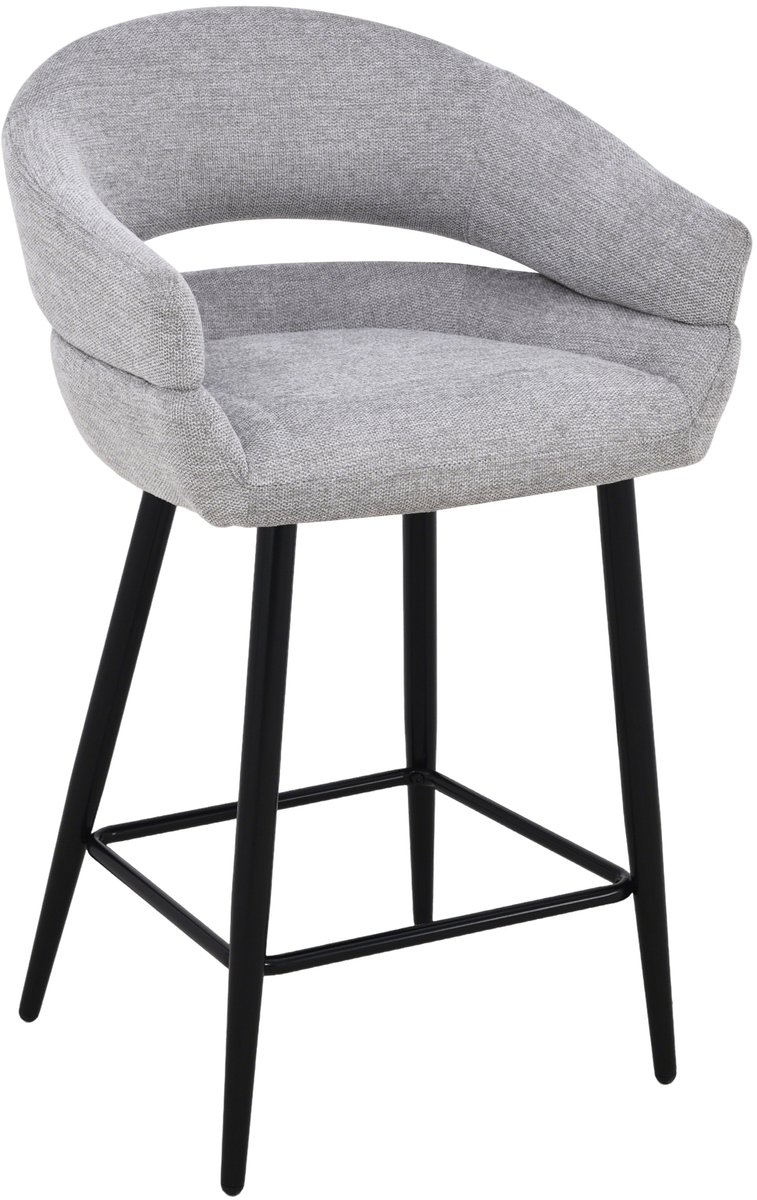 ExitoDesign OVIO - Hocker - Grijze Bekleding - Metalen Poten - 65 cm