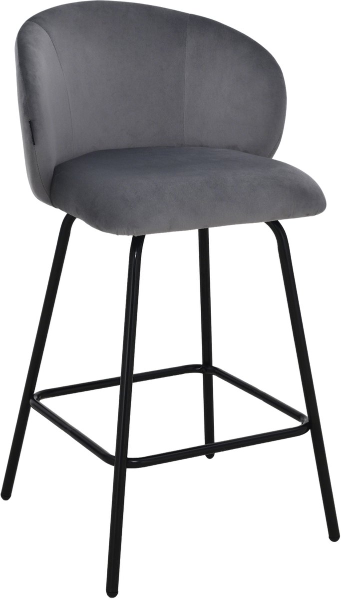 ExitoDesign NEMI Serie - Barkruk - Velvet - Grijs - 65 cm