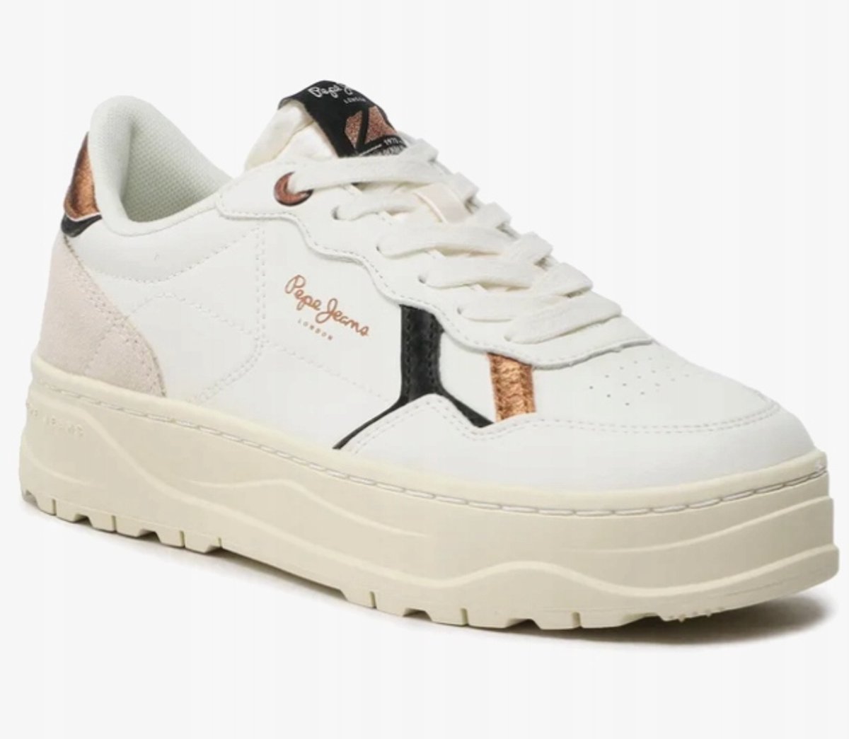 Pepe Jeans Serie Leren Sneakers Dikke Zool Wit