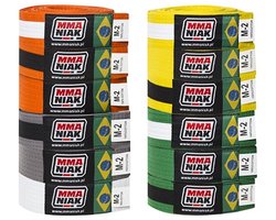 MManiak Série - Ceinture BJJ Grise pour Enfants - Bande Noire - 200cm