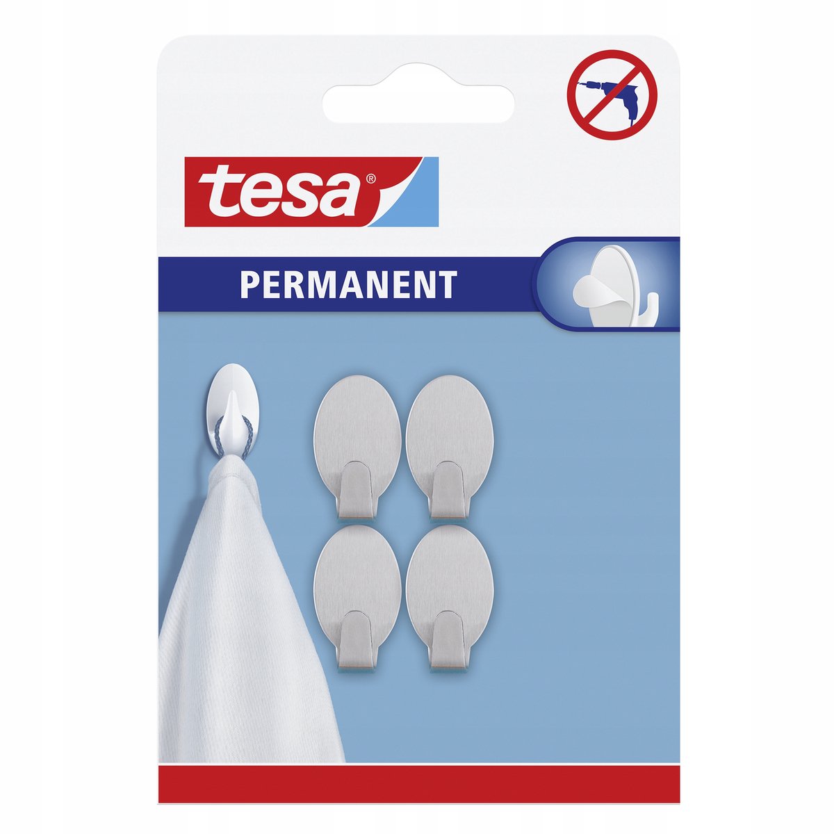 Tesa Permanent Serie - Zelfklevende Haken - 4 Stuks - Metaal - Ovaal