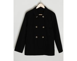 JDY - Dubbelrijige Trenchcoat - Zwart - Knopen - Maat S