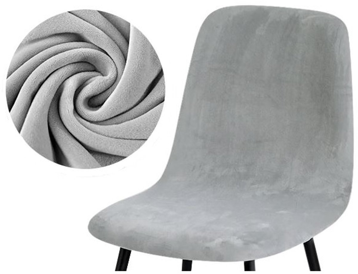 Meble odNowa - Scandinavische Stoelhoes - Lichtgrijs - Velours - Elastisch - Wasbaar