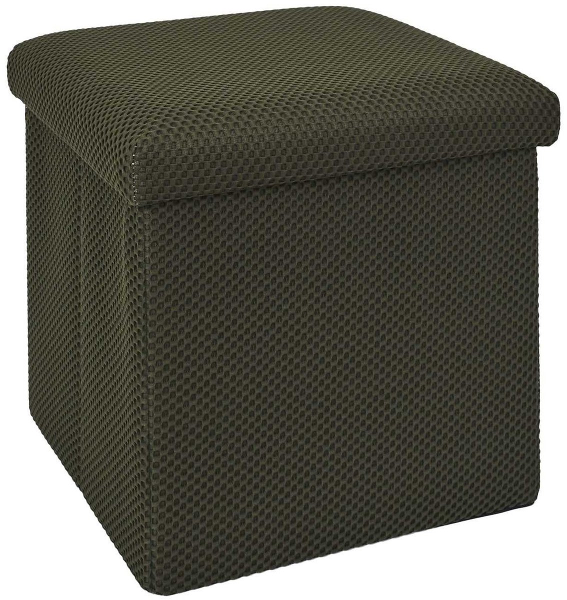 URBAN BOX - Opvouwbare poef - Opbergruimte - Olijfgroen - 3D stof - Modern design