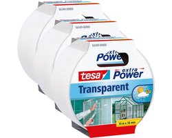 Tesa Extra Power - Ruban adhésif de réparation transparent - 10 m x 50 mm - Intérieur et extérieur