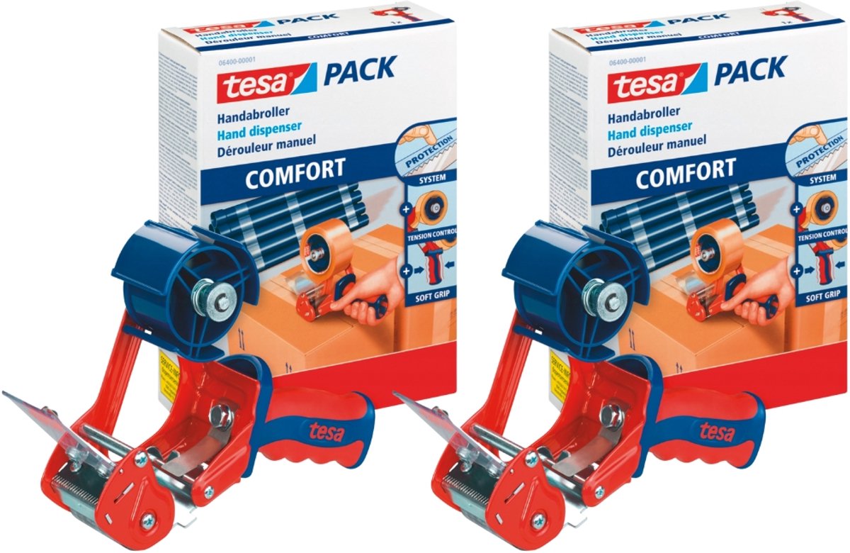 Tesa Comfort Serie - Verpakkingstape Dispenser - Chroom Mes - Regelbare Spanning