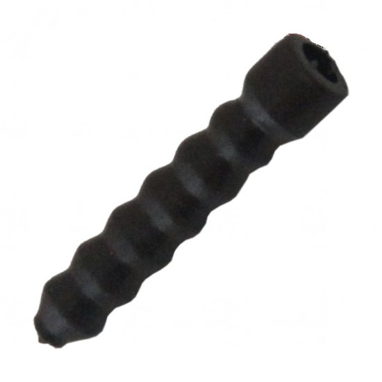 Zwarte V-brake remrubber van 35 mm met harmonica-patroon voor bescherming.
