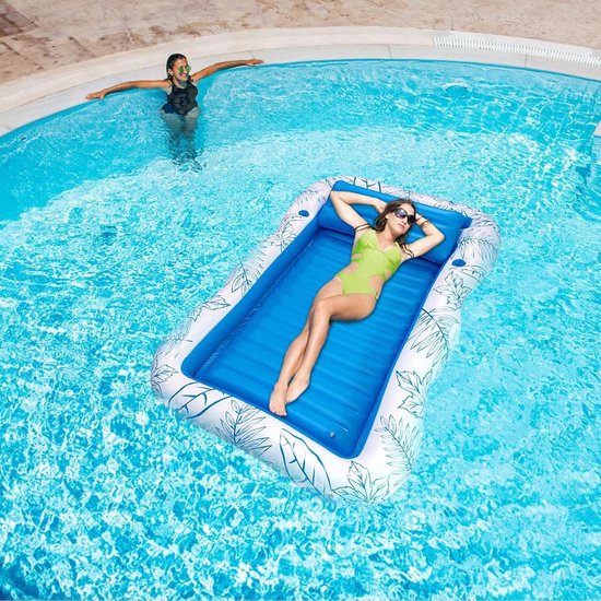 Opblaasbare Zwembad Vlotter - Waterhangmat Relax - Zonnen Waterspelen - Snel Opblaasbaar Comfort - Groot 220x160cm - Blauw — afbeelding 5