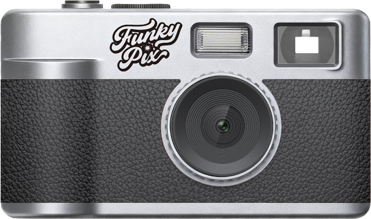 FUNKYPIX X10 SILVER - Schermloze digitale retro camera - 8 filters - Xenon-flitser - 4GB SD-kaart - vintage fotocamera zonder scherm - zilver