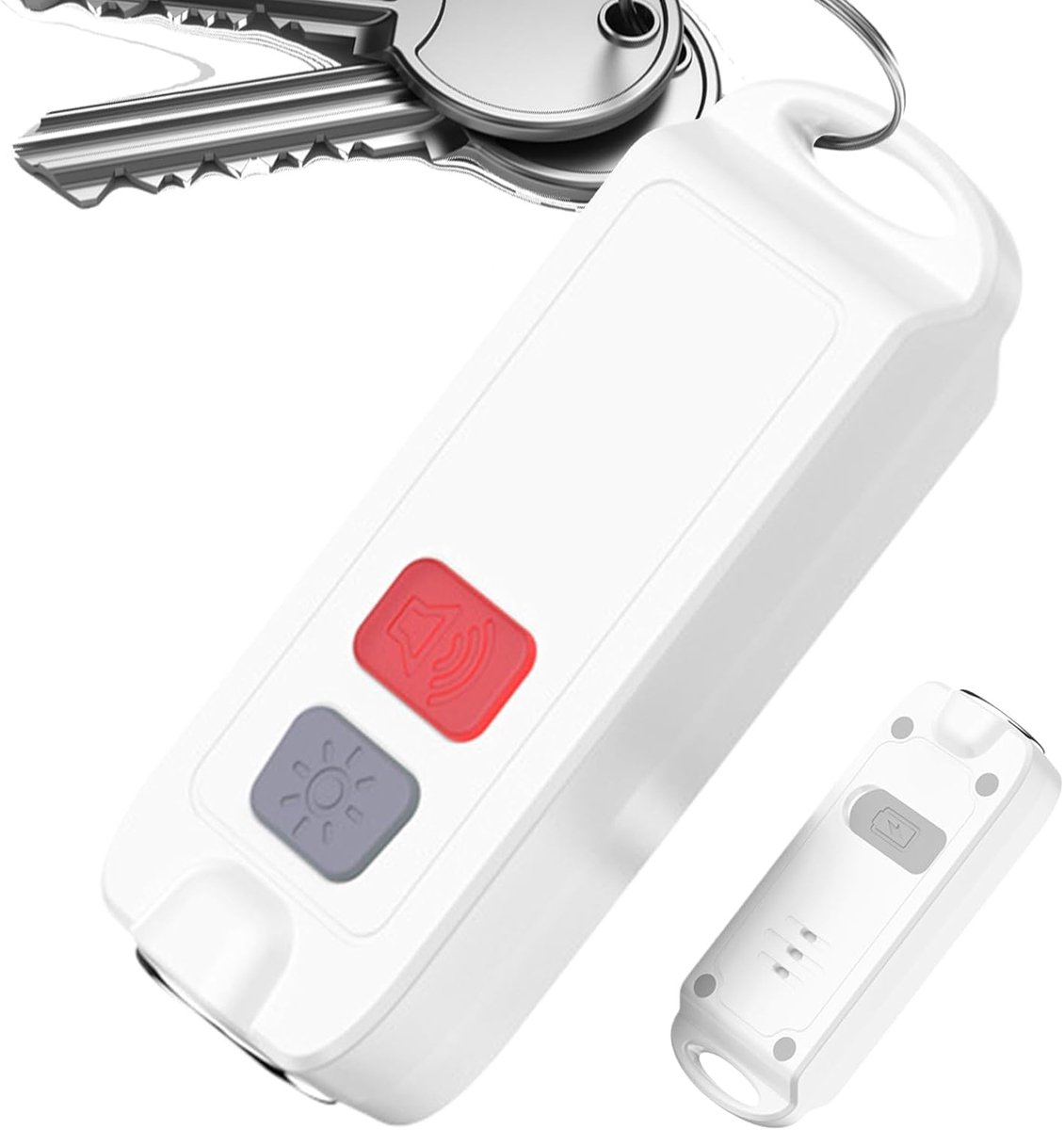 Persoonlijk alarm - Veiligheidsalarm draagbaar - Zelfverdediging direct - 130dB Sirene - 6.9x2.6cm - Wit