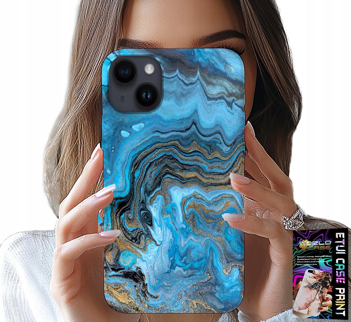 HOESJE VOOR IPHONE 14 - HOESJE MET MARMERPATROON + FOLIE