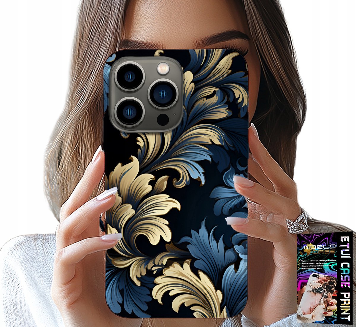 HOESJE VOOR IPHONE 14 PRO - ELEGANT GOUDEN, MODIEUS PATROON