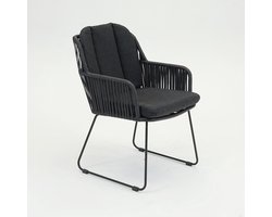 VITA - Carma Fauteuil antraciet - Tuinstoel - aluminium onderstel - Met slijtdopjes - Olefin weersbestendig rope - Vita tuinmeubelen - Dubbel gepoeder coat - Met rug en zit kussen
