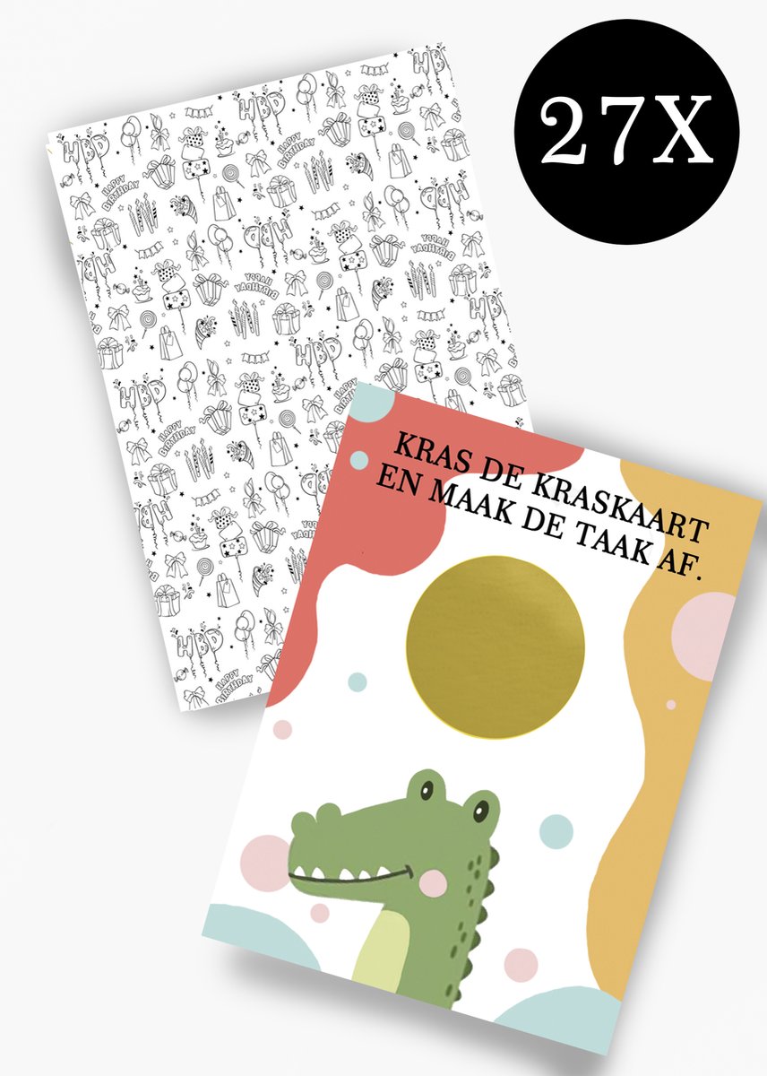 Kraskaarten voor kinderen – dieren spelkaarten-27 stuks-creatieve fun-kinderspelletjes-kaarten met opdrachten-cadeau idee voor kind-kraskaart-6x8cm-verjaardag-scratch cards voor kinderen