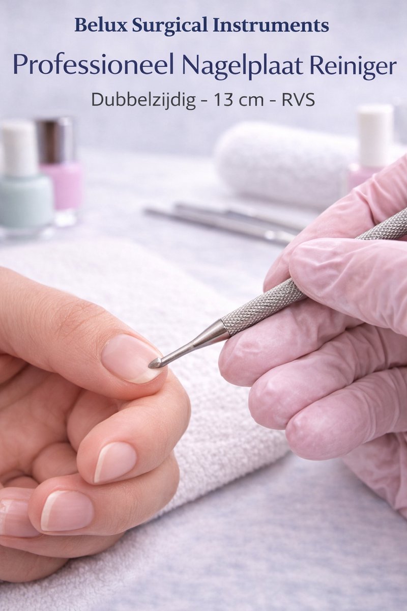 Belux Surgical Instruments / Professioneel Bokkepootje – 13 cm – Dubbelzijdig – RVS – Manicure & Pedicure Nagelriemduwer