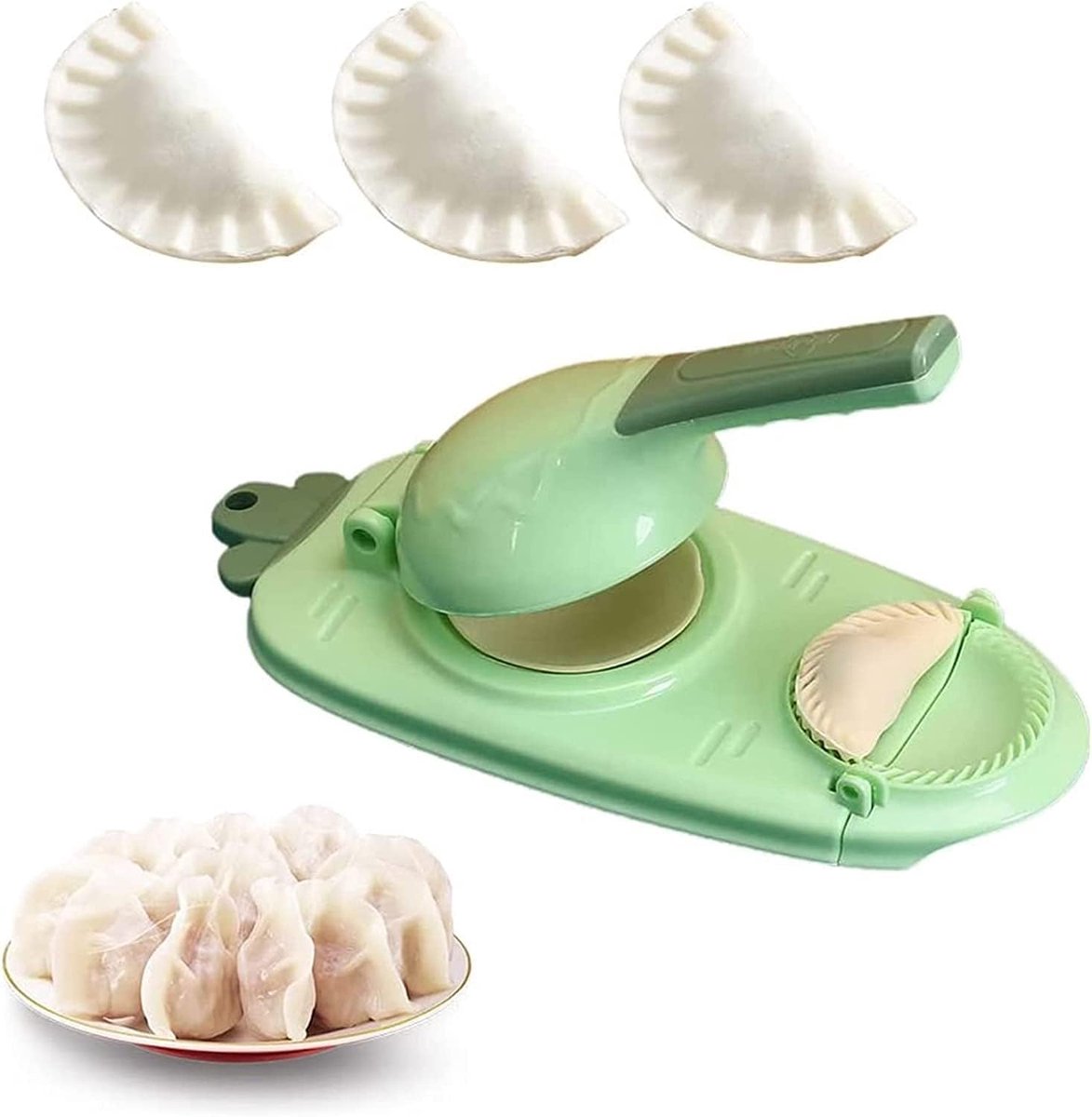 Knoedel Maker - Deegpers Hulpmiddel - Snel Dumplings Maken - 2-in-1 Ontwerp - 27.5x23cm - Groen